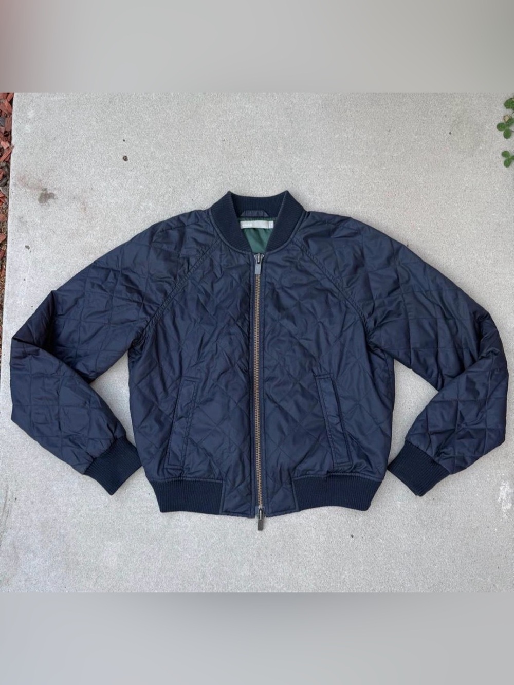 Vince Navy Blue Quilted Lined Bomber Jacket Designer Women’s Size XS